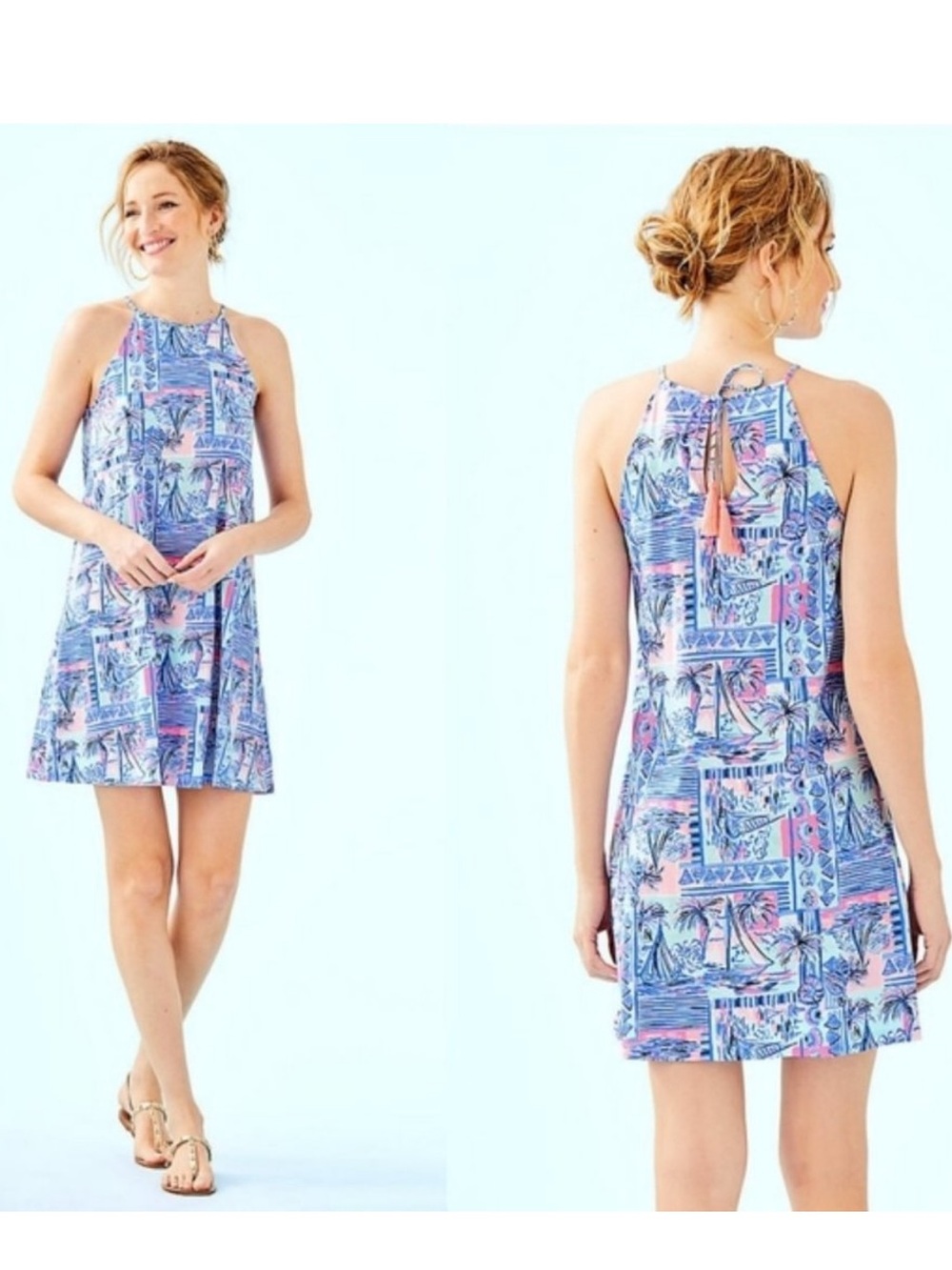 LILLY PULITZER Margot Dress Whisper Blue Yeah Buoy XL NWT